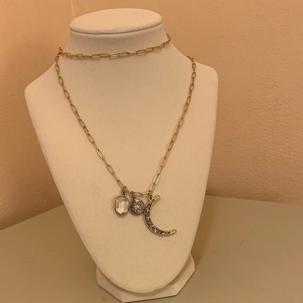 torrid Gold-Tone Crescent Moon Charm Necklace with Mixed Charms